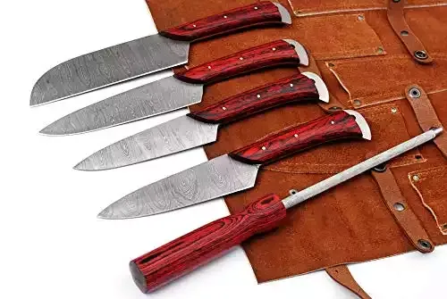 Damascus Chef Knife/Kitchen knife Set of 5 Pieces Professional Japanese Style BBQ Knife Set | MK-5022