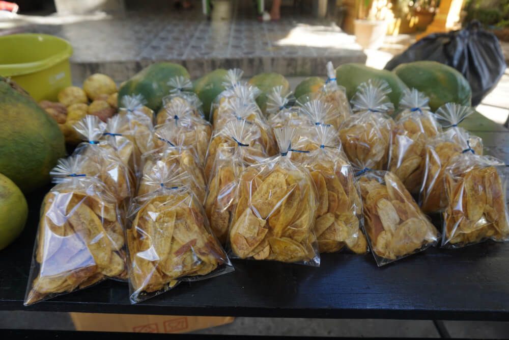 chopped dried bananas ready for eating