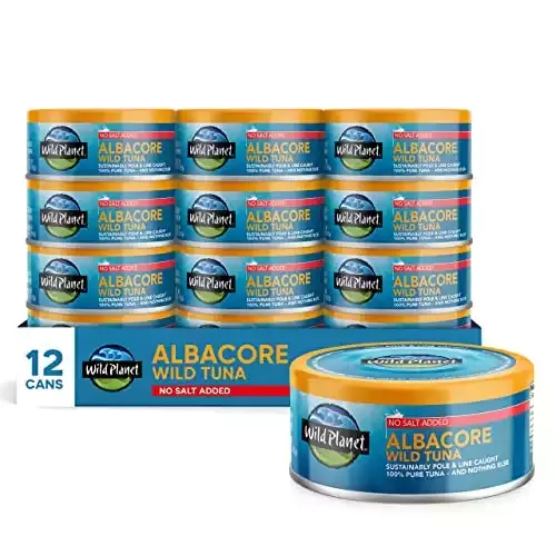 Wild Planet Wild Albacore Tuna, Sustainably Caught, Non-GMO, 5 Ounce (Pack of 12)