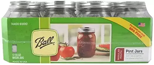 Ball Regular Mouth 16-Ounce Mason Jar with Lids and Bands, 12-Pack