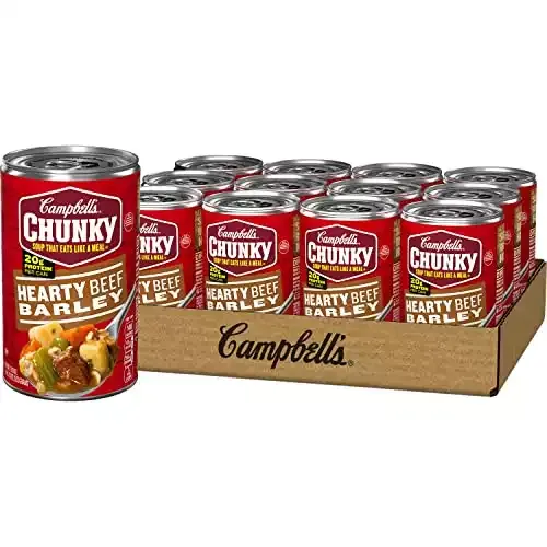 Campbell's Chunky Soup, Hearty Beef and Barley Soup - 18.8 Oz Can (Case of 12)