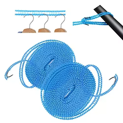 2 Pack Windproof Clothesline, Camping Clothesline, Durable Travel Clothes Line Rope | HISAFA