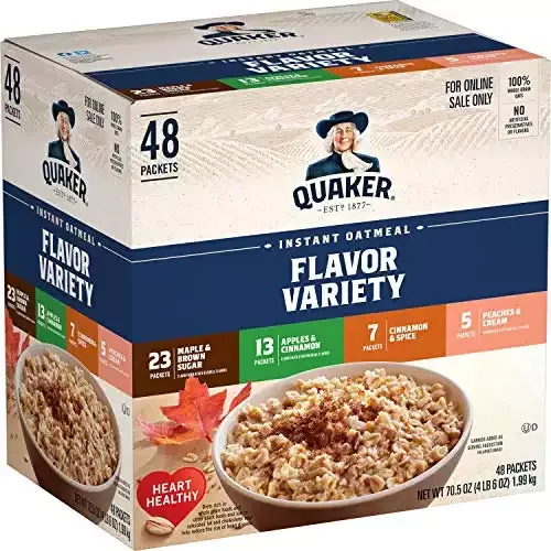 Quaker Instant Oatmeal, 4 Flavor Variety Pack, Individual Packets, 48 Count
