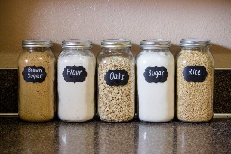 stockpiling brown sugar flour oats and rice in jars