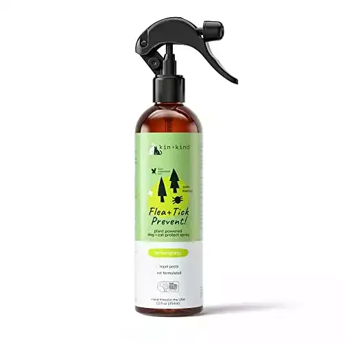 kin+kind Plant-Based Flea & Tick Spray for Dogs and Cats with Lemongrass 12 fl oz