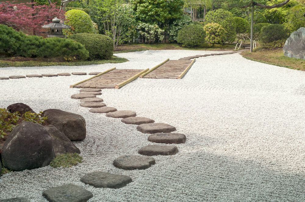 zen garden with lovely stone pathway