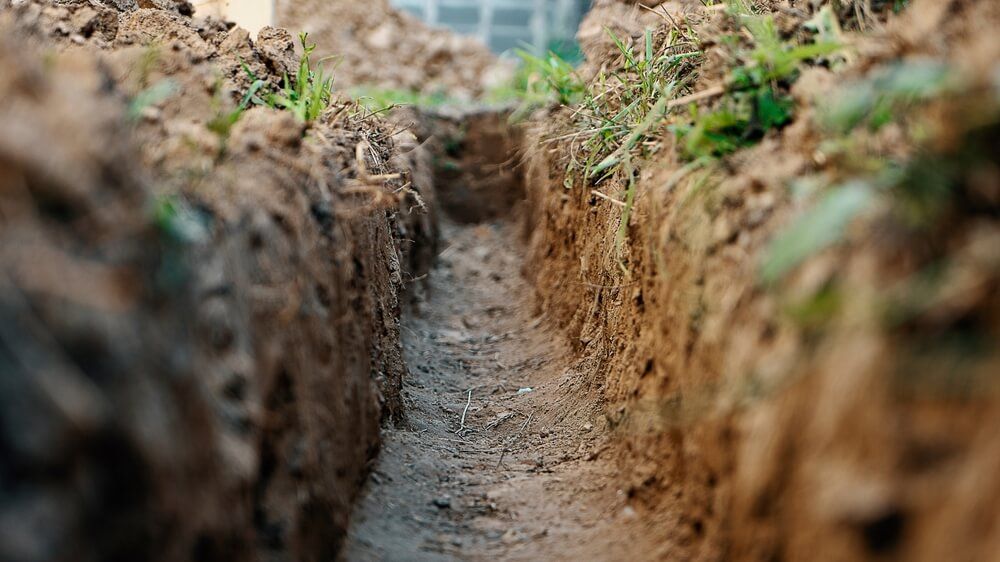 clay garden trench for vertical gardening or amending soil