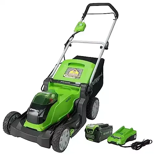 Greenworks 40V 17-Inch Cordless Push Lawn Mower, 4.0Ah Battery and Charger Included MO40B411