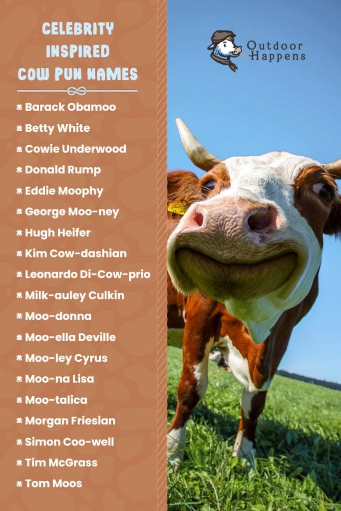 Celebrity inspired cow pun names for your cows!