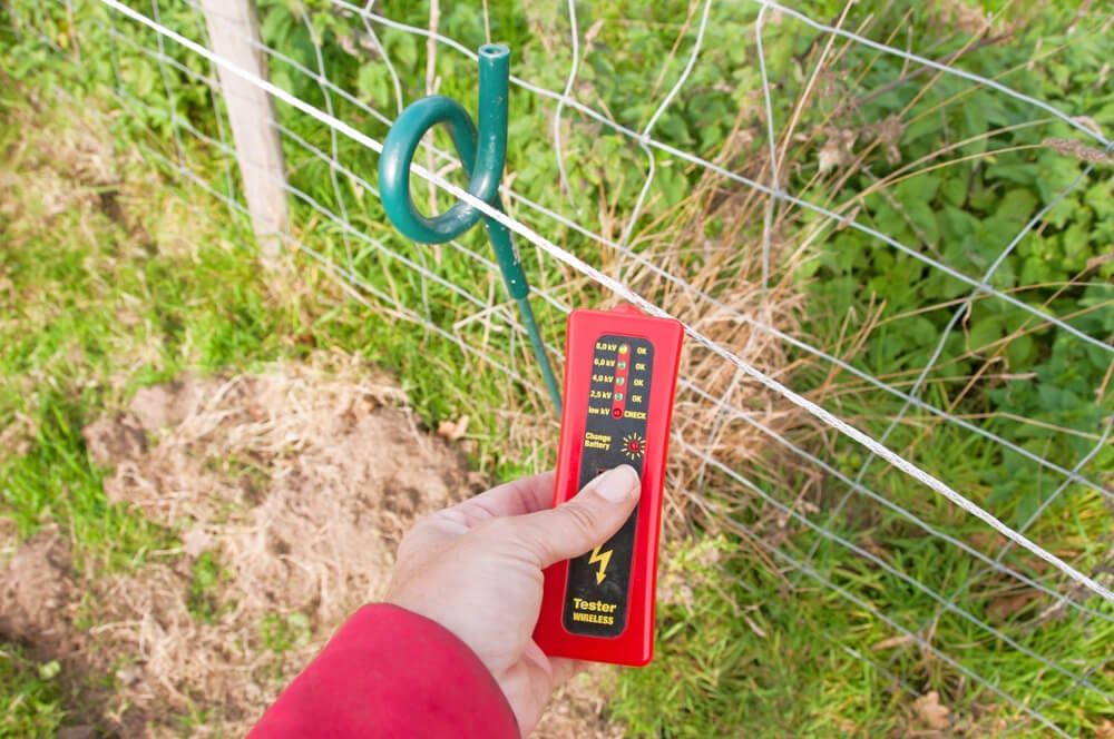 Electric and hand-held fence tester to analyze the pulse strength.