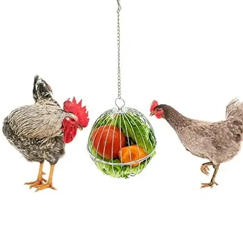 Chicken Treat Ball Chicken Vegetable Feeder Veggie Hanging Ball Toy for Hens Chicken Hanging Foraging Coop Toys for Hens