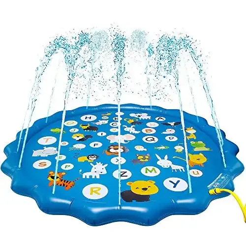 Arfbear Splash Pad for Toddlers, Sprinkler for Kids Outdoor Water Play Mat Wading Baby Pool for Learning Inflatable Water Pad Toy