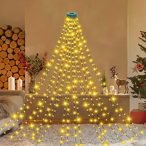 Christmas Tree Lights with Ring, 400 LED 6.6ft