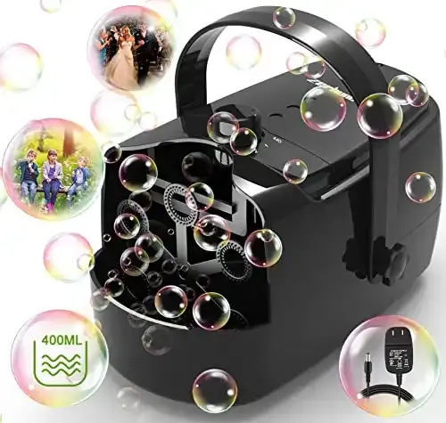 Bubble Machine Durable Automatic Bubble Blower, 5000+ Bubbles Per Minute Bubbles for Kids Toddlers Bubble Maker Operated by Plugin or Batteries Bubble Toys for Indoor Outdoor Birthday Party