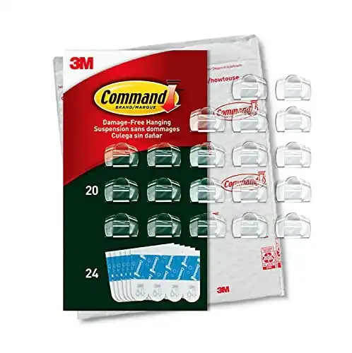 Outdoor Light Clips, Clear, 20-Clips, 24-Strips, Decorate Damage-Free!