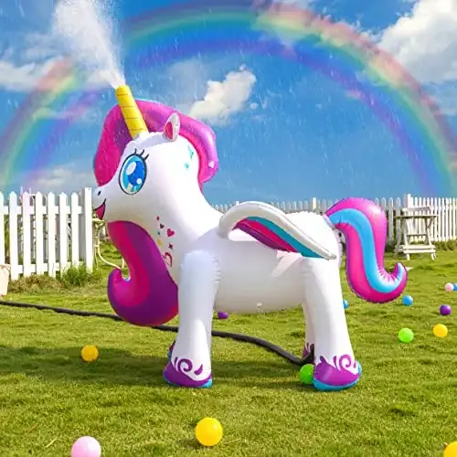 RETRO JUMP Inflatable Unicorn Sprinkler, Kids Sprinklers for Yard, Inflatable Sprinkler for Kids Outdoor Play, Unicorn Water Sprinkler for Kids