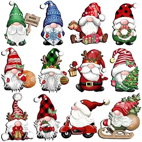 24 Pieces Christmas Gnome Wooden Hanging Ornaments | JOPHMO