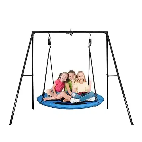 Trekassy 440lbs Swing Set with 40in Saucer Tree Swing, Swivel and A-Frame Metal Stand